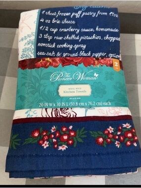 The Pioneer Woman Navy and Red Floral Kitchen Towels